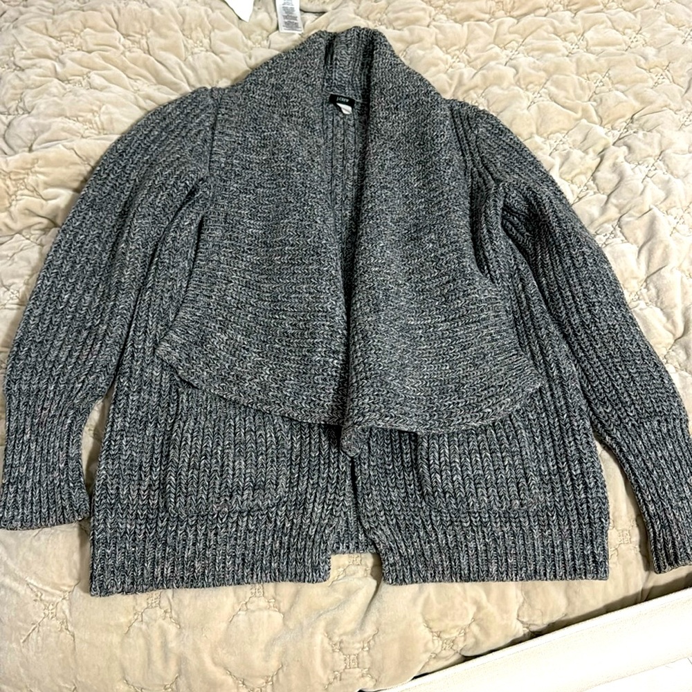 GUC JCREW SHAWL NECK SWEATER GRAY MARL